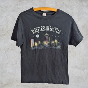 Vintage Sleepless in Seattle 90s Romcom Black Cotton Tee Size S
